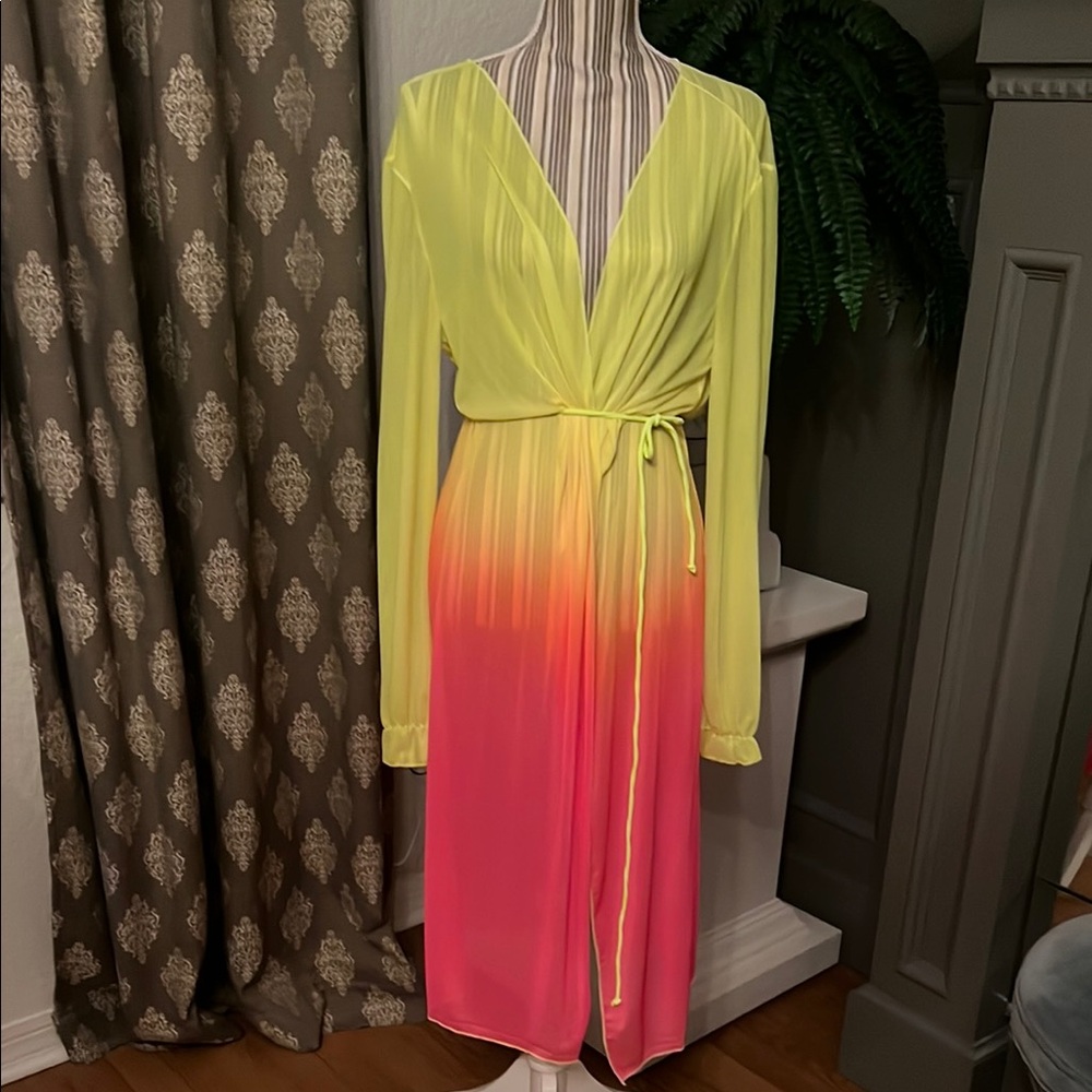Vibrant Yellow and Pink Women's Dress